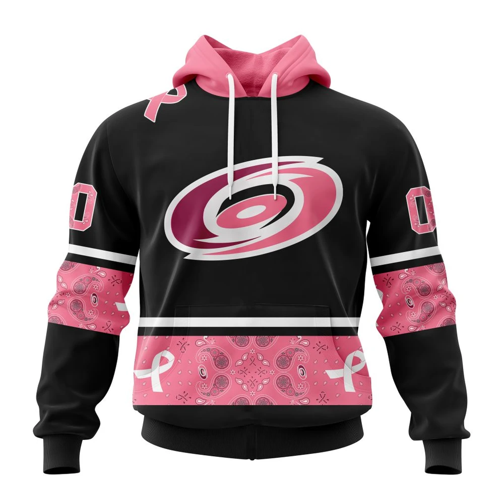 Hoodie NHL Carolina Hurricanes, Specialized Design In Classic Style With Paisley! In October We Wear Pink Breast Cancer QTNHL080524A3598HD