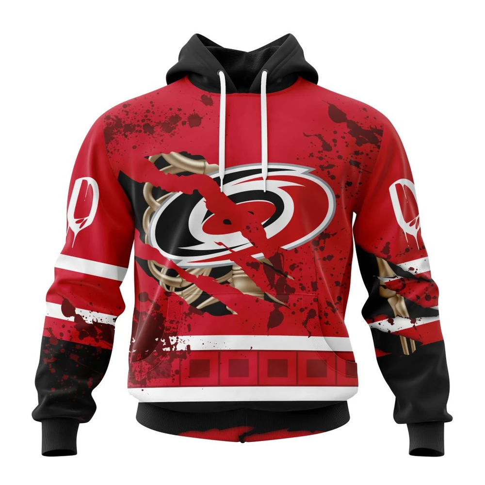Hoodie NHL Carolina Hurricanes, Specialized Design Jersey With Your Ribs For Halloween QTNHL080524A3512HD