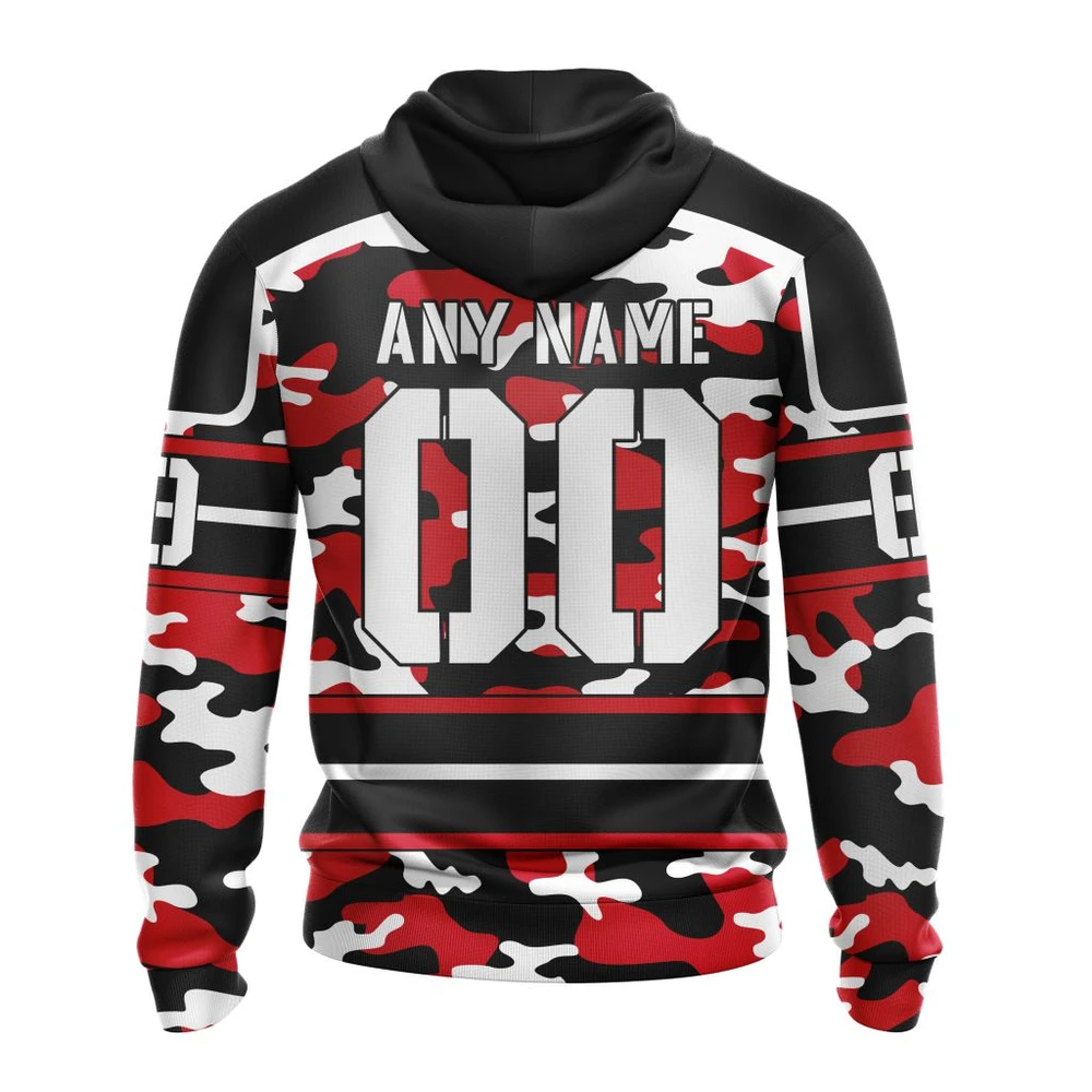 Hoodie NHL Carolina Hurricanes, Specialized Design Wih Camo Team Color And Military Force Logo QTNHL080524A3542HD - Image 2