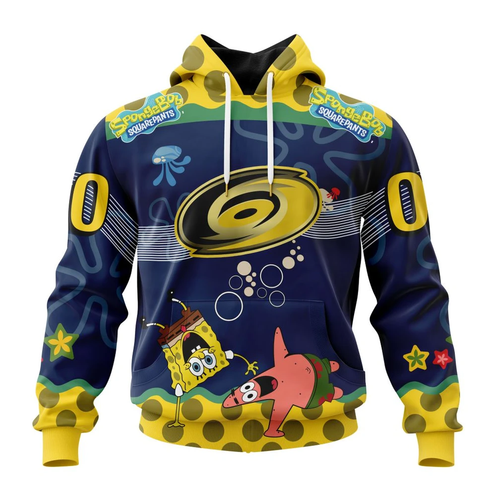Hoodie NHL Carolina Hurricanes, Specialized Jersey With Spongebob QTNHL080524A3329HD