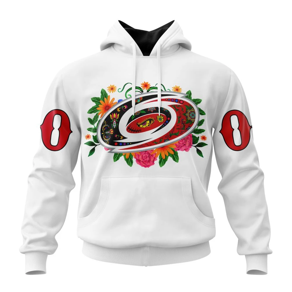 Hoodie NHL Carolina Hurricanes, Specialized Unisex Kits Dia De Muertos QTNHL080524A2865HD