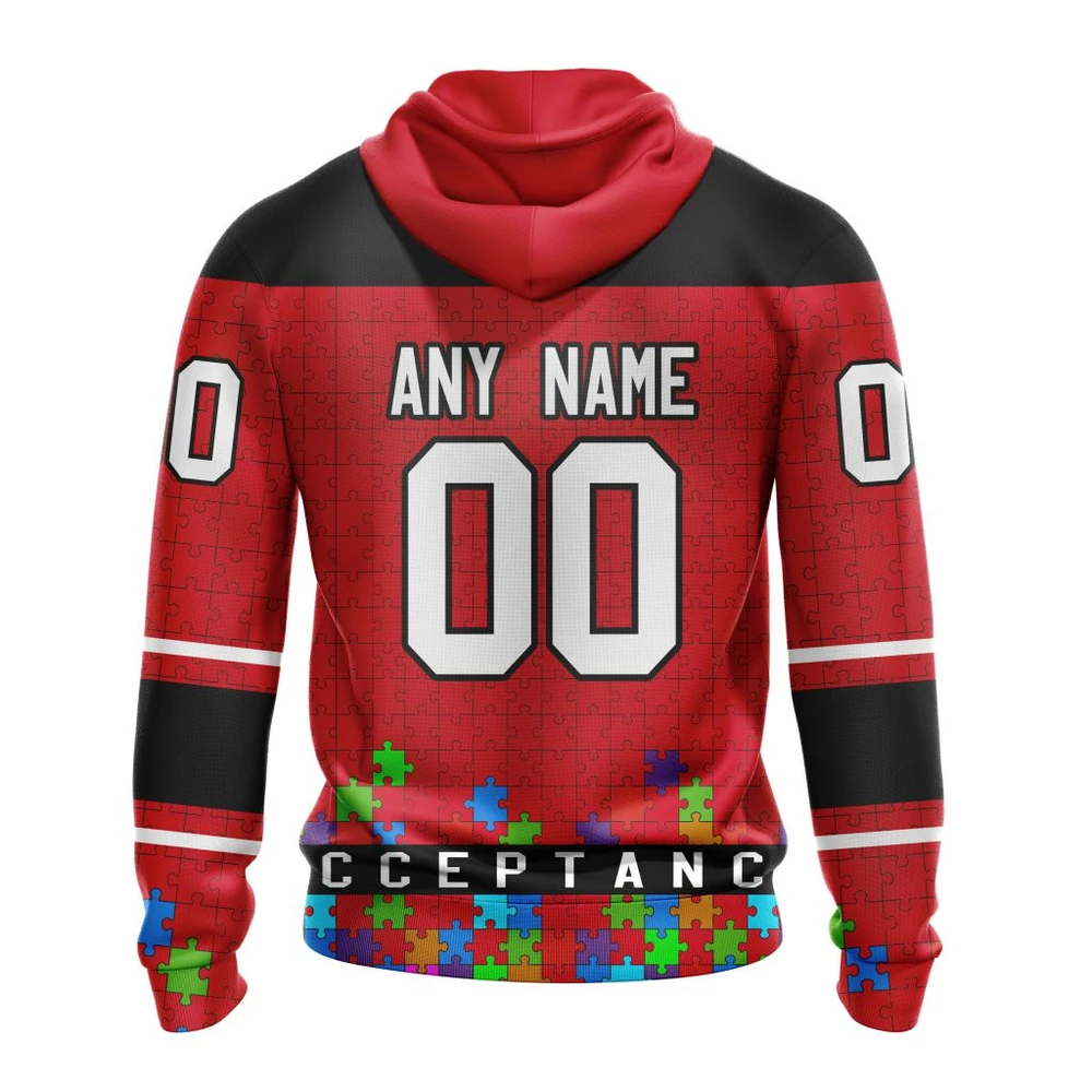Hoodie NHL Carolina Hurricanes, Specialized Unisex Kits Hockey Fights Against Autism QTNHL080524A2666HD - Image 2