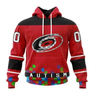 Hoodie NHL Carolina Hurricanes, Specialized Unisex Kits Hockey Fights Against Autism QTNHL080524A2666HD