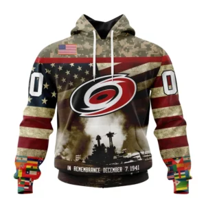 Hoodie NHL Carolina Hurricanes, Specialized Unisex Kits Remember Pearl Harbor QTNHL080524A2989HD