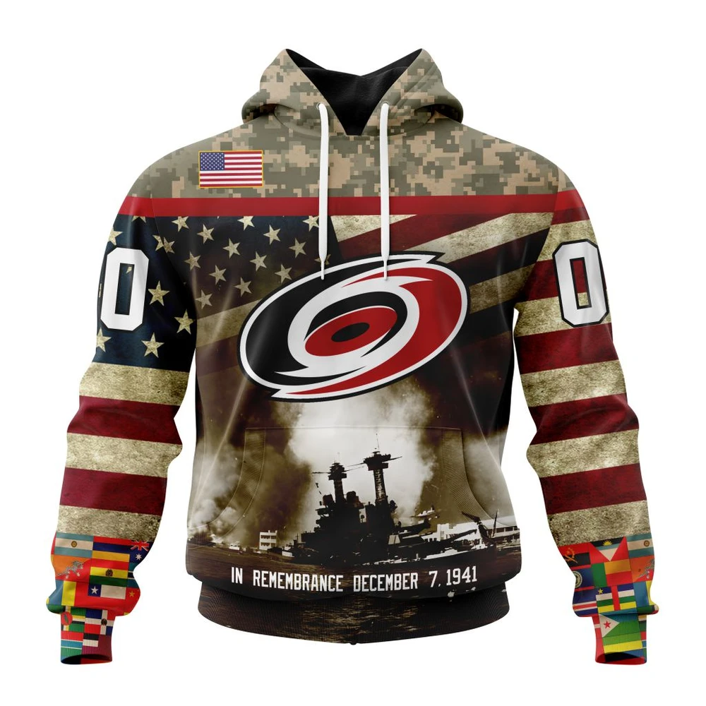 Hoodie NHL Carolina Hurricanes, Specialized Unisex Kits Remember Pearl Harbor QTNHL080524A2989HD