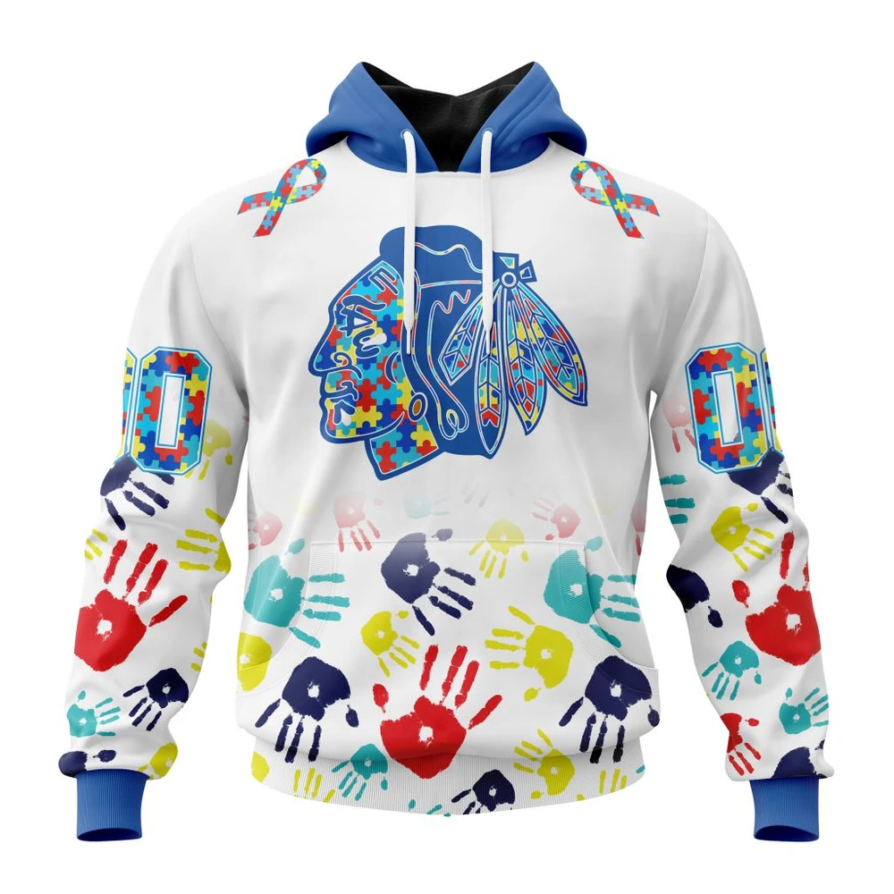 Hoodie NHL Chicago Blackhawks Special Autism Awareness Design St2203 QTNHL080524A2545HD