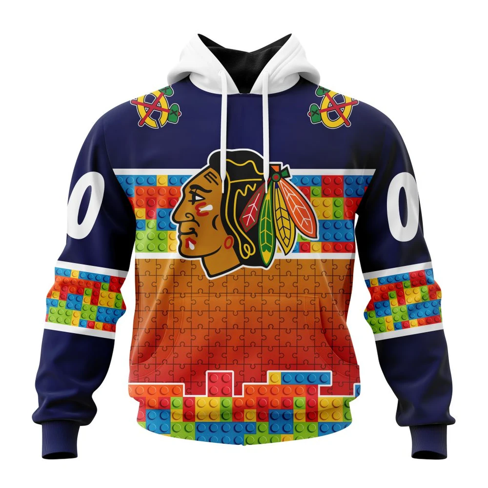 Hoodie NHL Chicago Blackhawks Special Autism Awareness Design V2301 QTNHL080524A2247HD