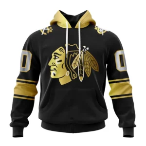 Hoodie NHL Chicago Blackhawks Special Black And Gold Design St2401 QTNHL080524A781HD