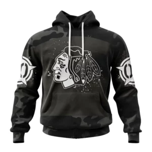Hoodie NHL Chicago Blackhawks Special Black Camo Design For Veterans Day St2304 QTNHL080524A1619HD