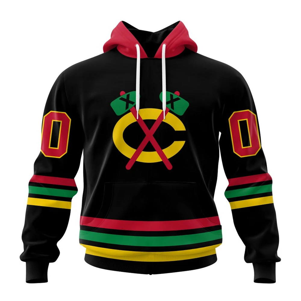 Hoodie NHL Chicago Blackhawks Special Blackout Design St2401 QTNHL080524A609HD
