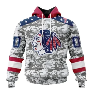 Hoodie NHL Chicago Blackhawks Special Camo Design For Veterans Day St2301 QTNHL080524A1811HD