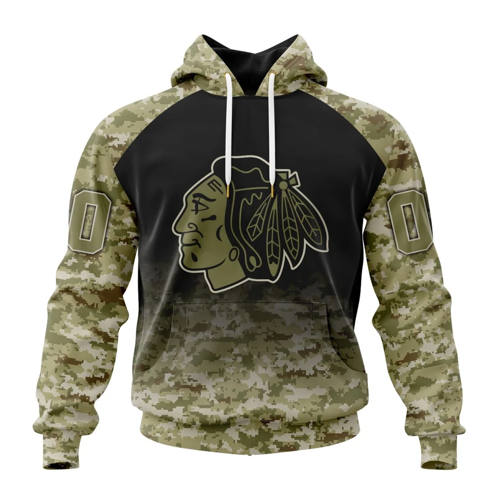 Hoodie NHL Chicago Blackhawks Special Camo Design For Veterans Day St2302 QTNHL080524A1787HD