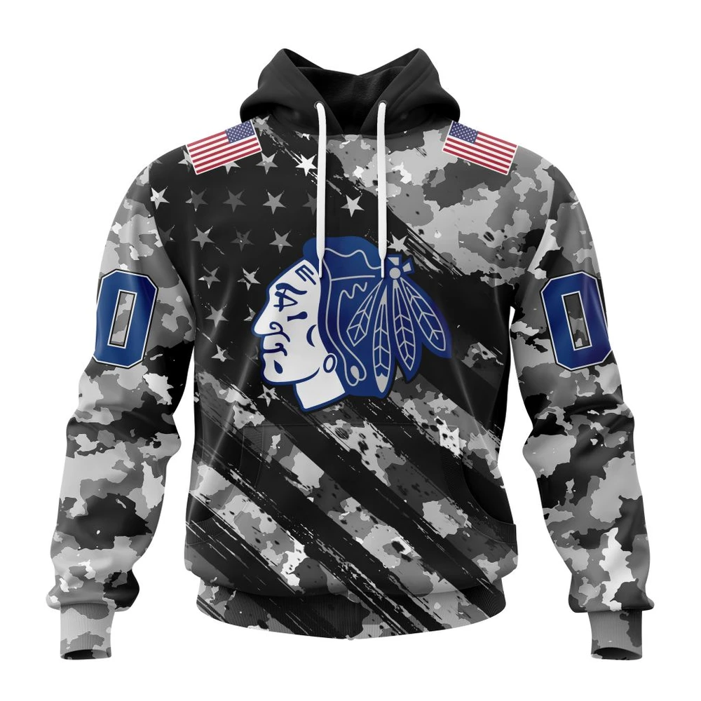 Hoodie NHL Chicago Blackhawks Special Camo Military Design St2301 QTNHL080524A2185HD