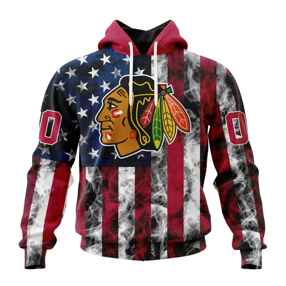 Hoodie NHL Chicago Blackhawks Special Design For Independence Day The Fourth Of July St2401 QTNHL080524A499HD