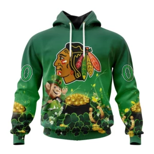 Hoodie NHL Chicago Blackhawks Special Design For St. Patrick&apos;s Day St2403 QTNHL080524A911HD