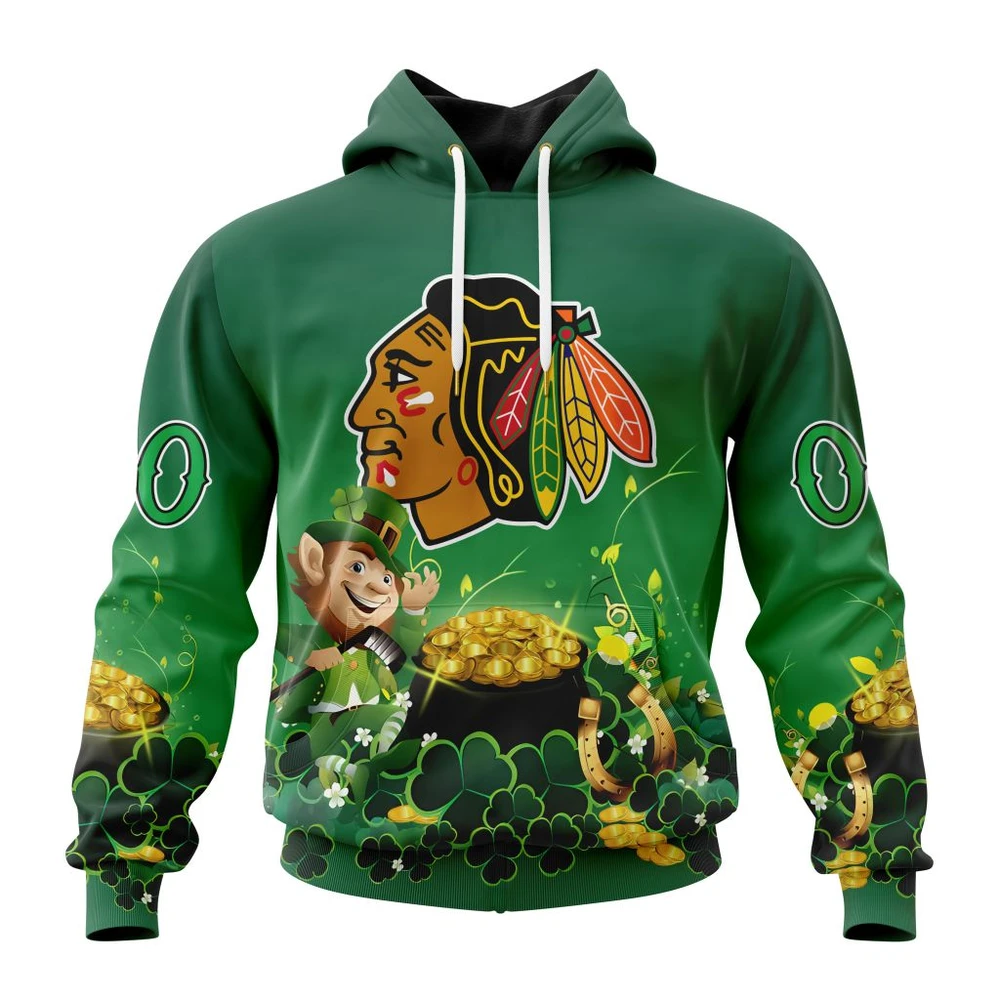 Hoodie NHL Chicago Blackhawks Special Design For St. Patrick's Day St2403 QTNHL080524A911HD