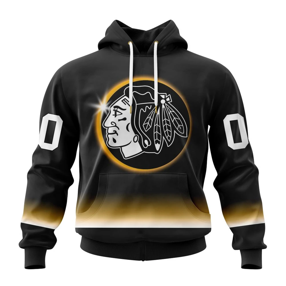 Hoodie NHL Chicago Blackhawks Special Eclipse Design St2401 QTNHL080524A641HD