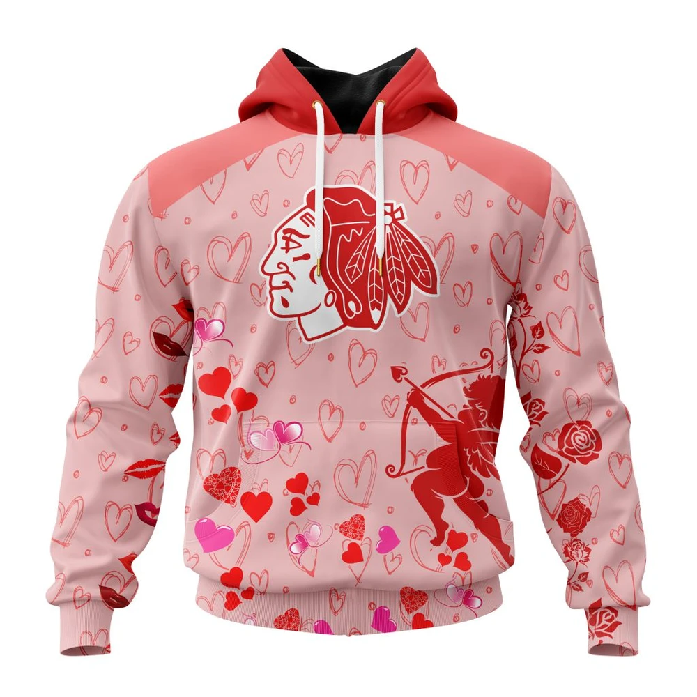 Hoodie NHL Chicago Blackhawks Special Gift For Valentines Day St2402 QTNHL080524A974HD