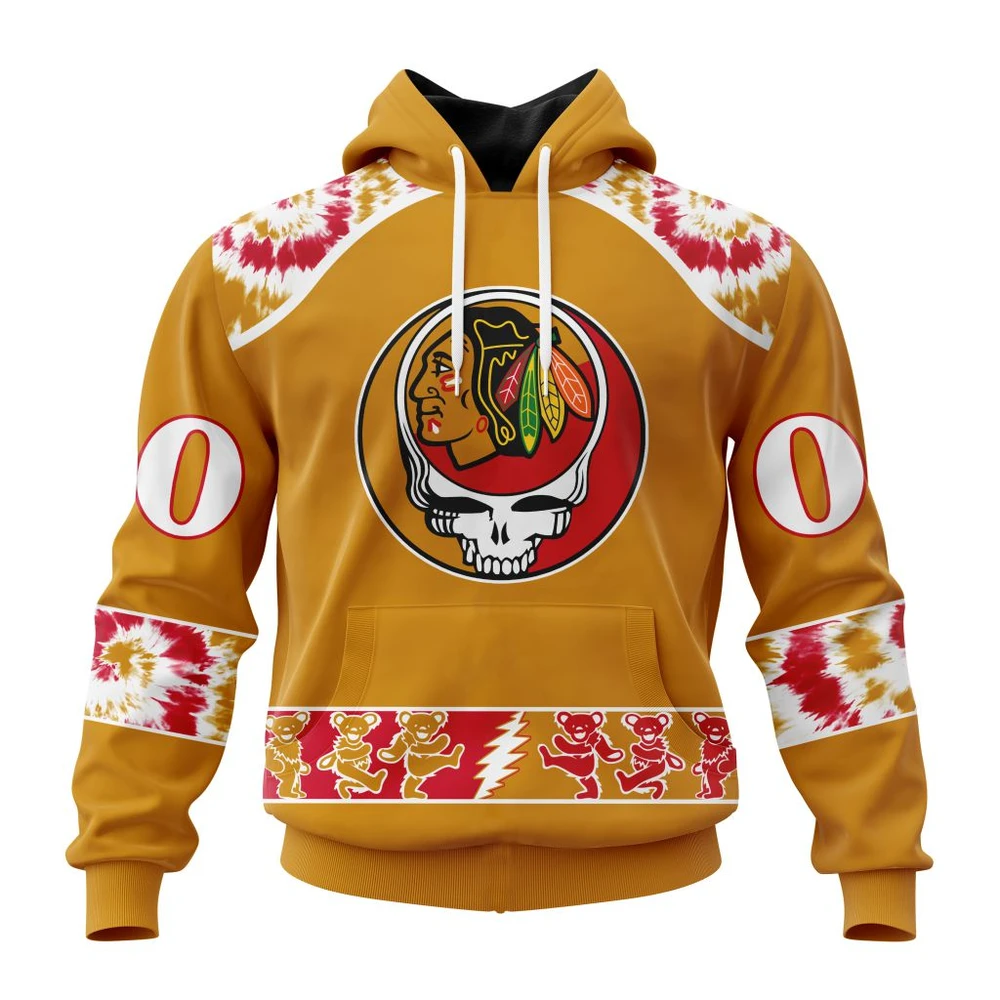 Hoodie NHL Chicago Blackhawks Special Grateful Dead Design St2301 QTNHL080524A68HD