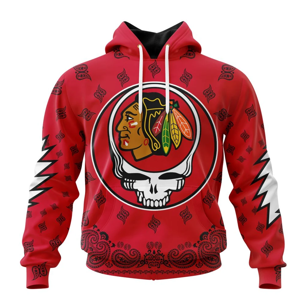 Hoodie NHL Chicago Blackhawks Special Grateful Dead Design St2303 QTNHL080524A238HD