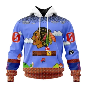 Hoodie NHL Chicago Blackhawks Special Kits With Super Mario Game Design QTNHL080524A2456HD