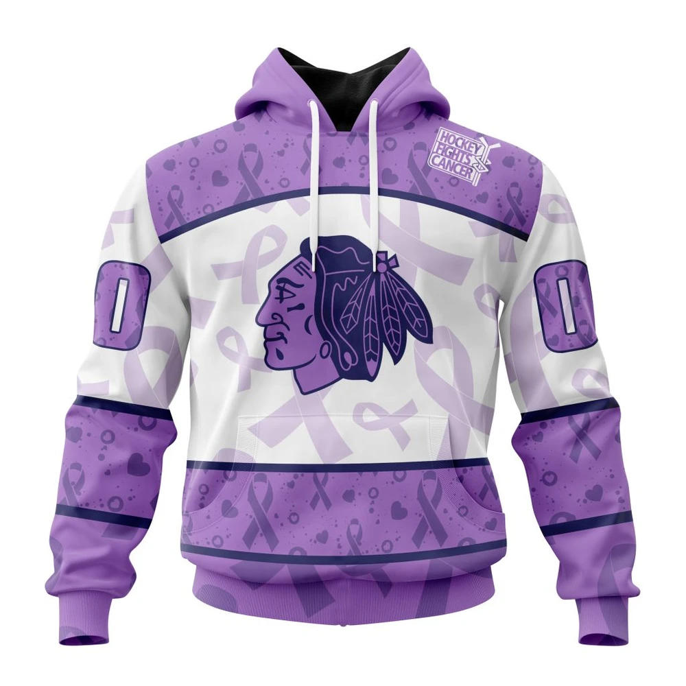 Hoodie NHL Chicago Blackhawks Special Lavender Fight Cancer St2201 QTNHL080524A343HD