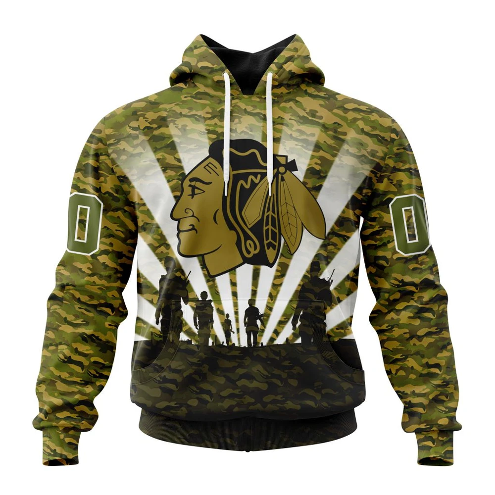 Hoodie NHL Chicago Blackhawks Special Military Camo Kits For Veterans Day And Rememberance Day St2201 QTNHL080524A3477HD