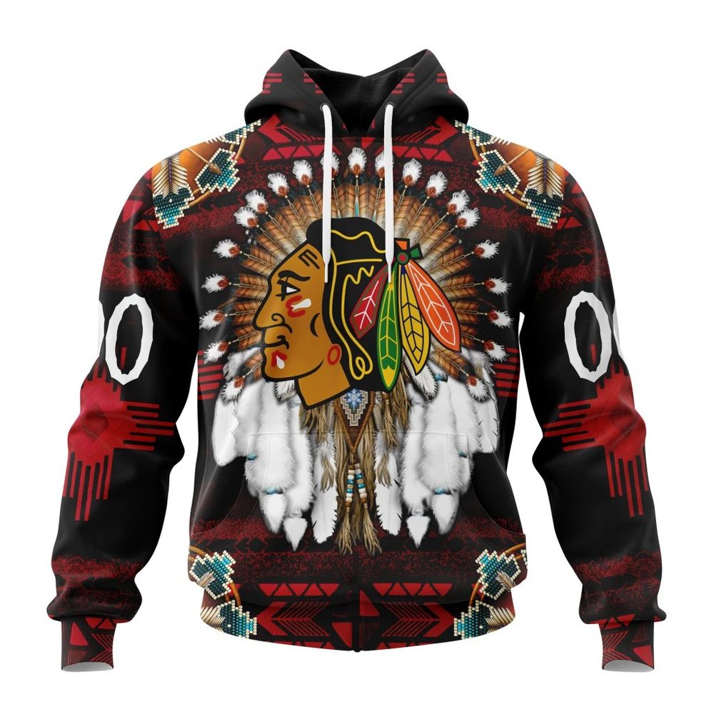 Hoodie NHL Chicago Blackhawks Special Native Costume Design St2202 QTNHL080524A35HD