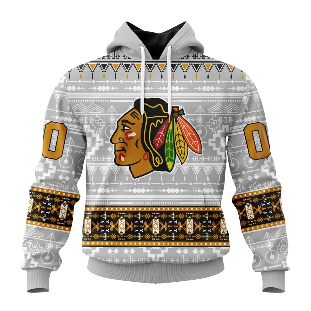 Hoodie NHL Chicago Blackhawks Special Native Design St2302 QTNHL080524A2067HD