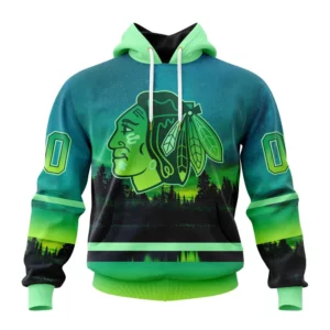 Hoodie NHL Chicago Blackhawks Special Northern Lights Design St2302 QTNHL080524A1387HD