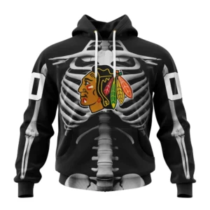 Hoodie NHL Chicago Blackhawks Special Skeleton Costume For Halloween St2301 QTNHL080524A2037HD