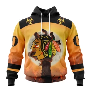 Hoodie NHL Chicago Blackhawks Special Zombie Design For Halloween St2305 QTNHL080524A1948HD