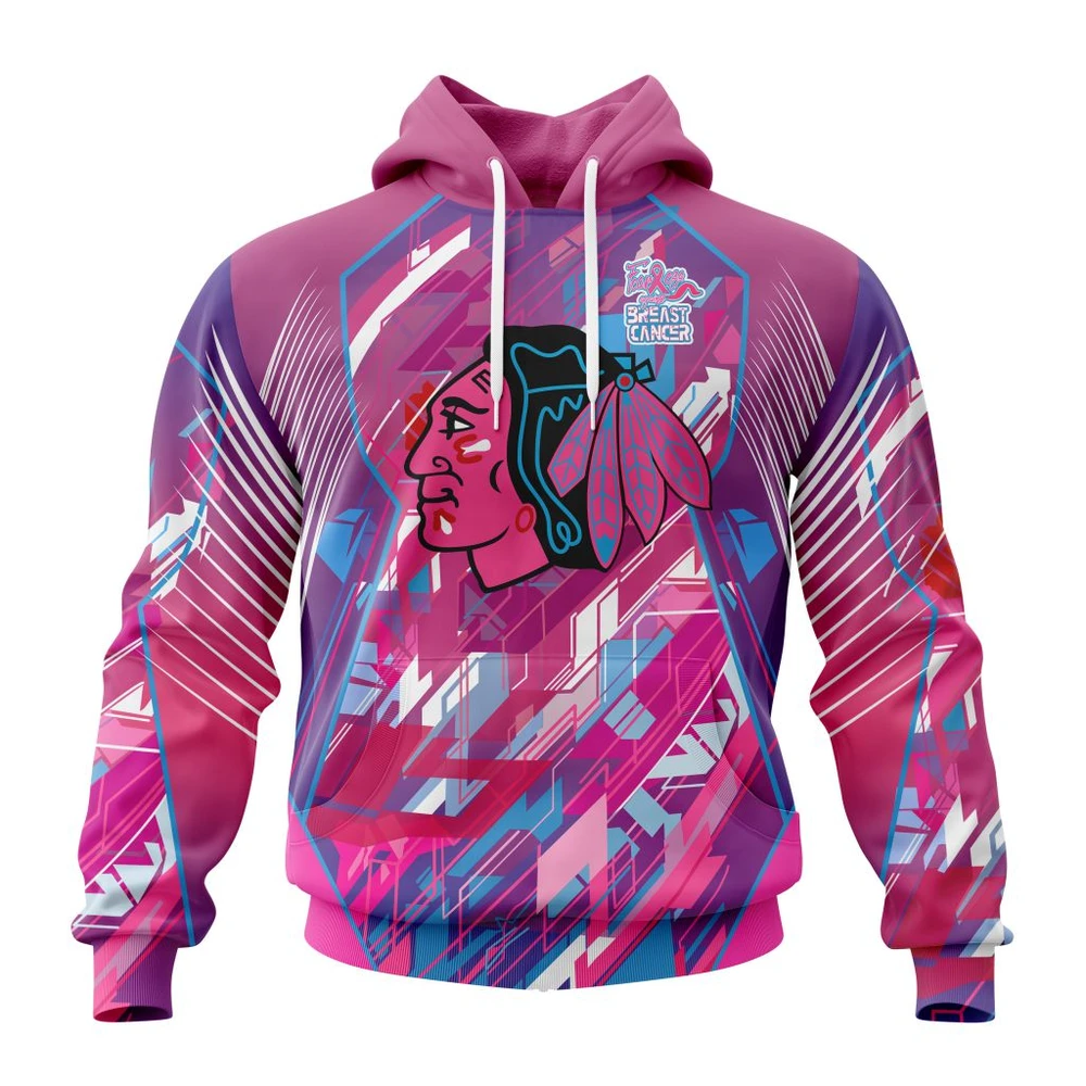 Hoodie NHL Chicago Blackhawks, Specialized Design I Pink I Can! Fearless Again Breast Cancer QTNHL080524A3574HD