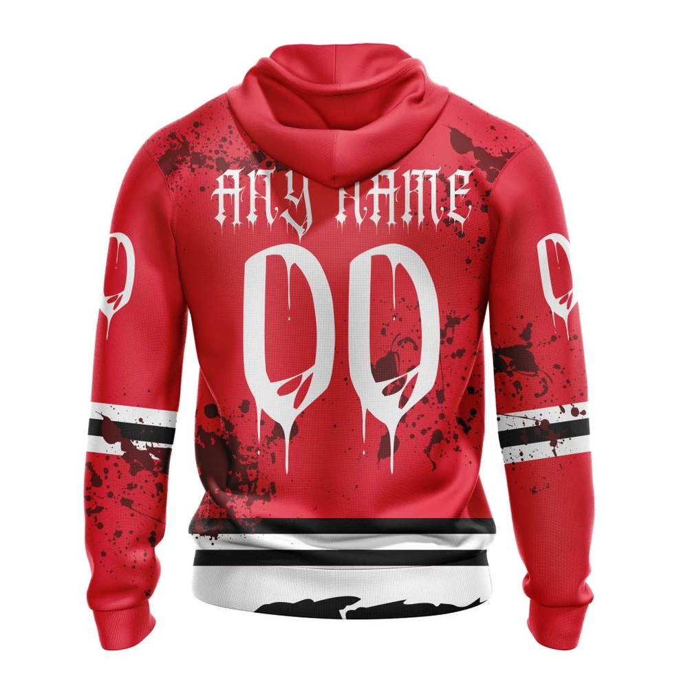 Hoodie NHL Chicago Blackhawks, Specialized Design Jersey With Your Ribs For Halloween QTNHL080524A3514HD - Image 2