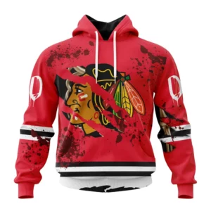 Hoodie NHL Chicago Blackhawks, Specialized Design Jersey With Your Ribs For Halloween QTNHL080524A3514HD