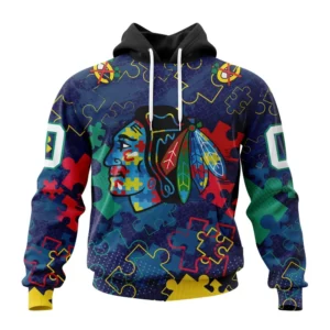 Hoodie NHL Chicago Blackhawks, Specialized Fearless Aganst Autism QTNHL080524A2636HD