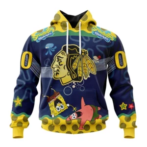 Hoodie NHL Chicago Blackhawks, Specialized Jersey With Spongebob QTNHL080524A3334HD