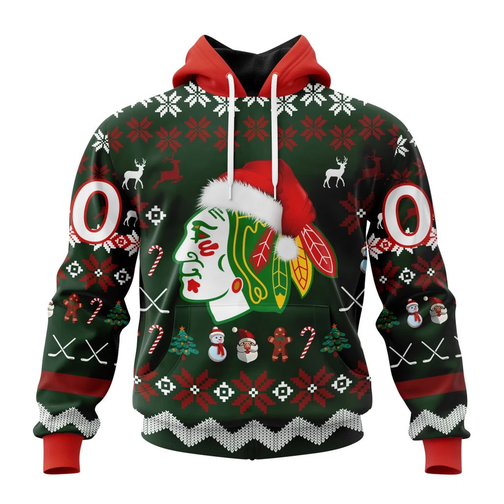 Hoodie NHL Chicago Blackhawks, Specialized Unisex Christmas Is Coming QTNHL080524A325HD