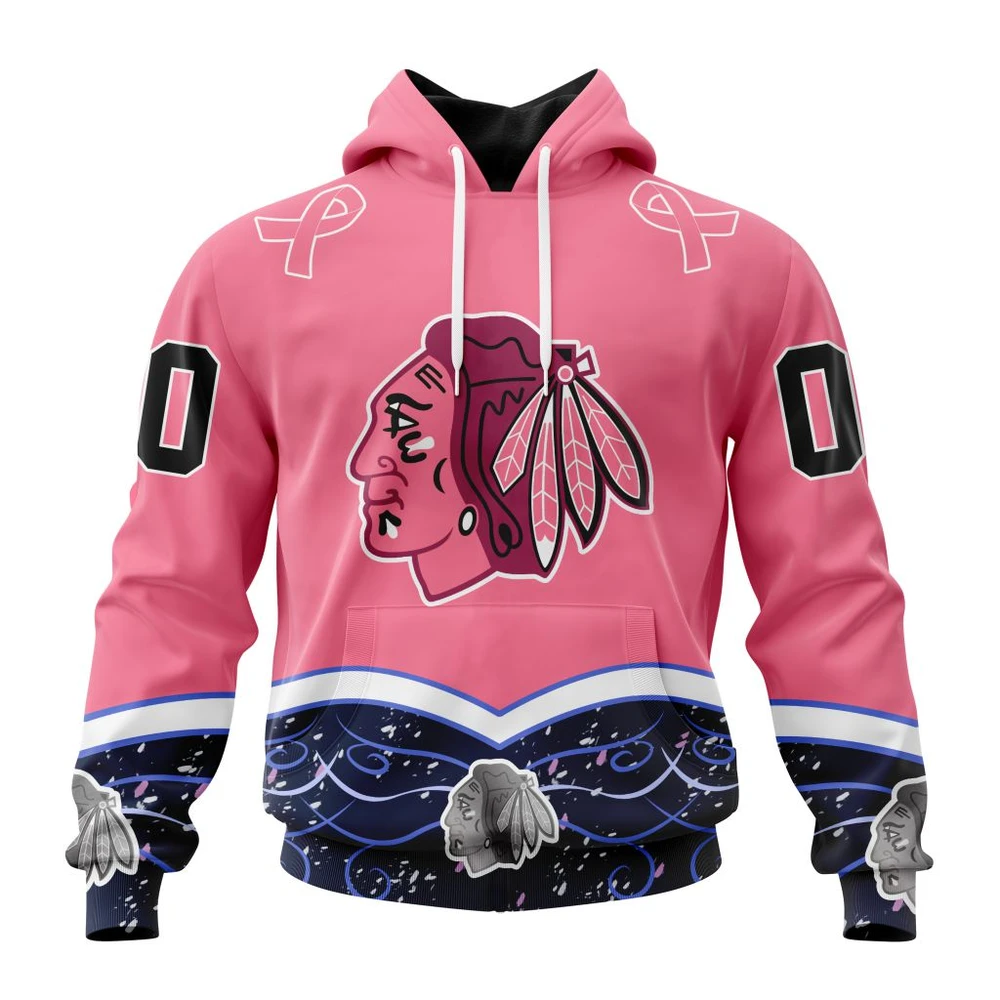 Hoodie NHL Chicago Blackhawks, Specialized Unisex For Hockey Fights Cancer QTNHL080524A2834HD