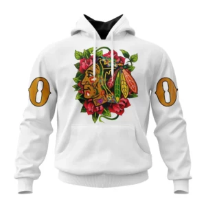 Hoodie NHL Chicago Blackhawks, Specialized Unisex Kits Dia De Muertos QTNHL080524A2867HD