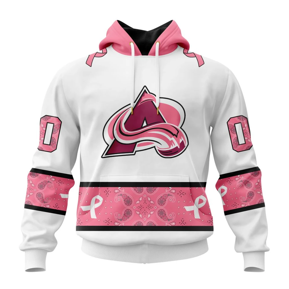 Hoodie NHL Colorado Avalanche In Classic Style With Paisley! In October We Wear Pink Breast Cancer QTNHL080524A1682HD