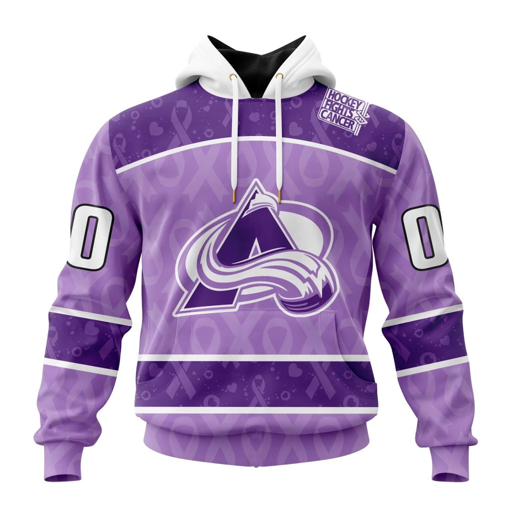 Hoodie NHL Colorado Avalanche New Lavender Hockey Fight Cancer St2301 QTNHL080524A1494HD