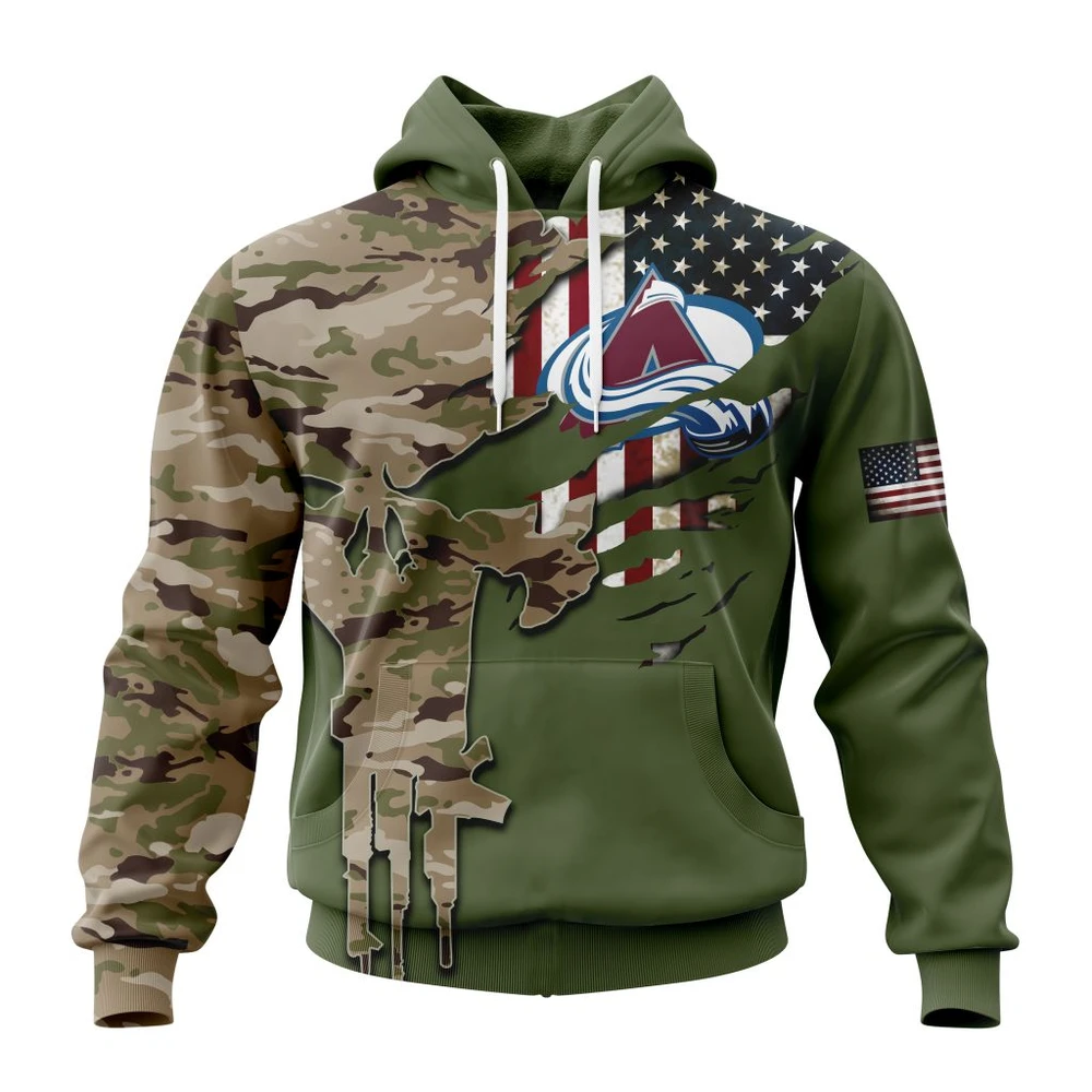 Hoodie NHL Colorado Avalanche Special Camo Skull Design St2303 QTNHL080524A1724HD