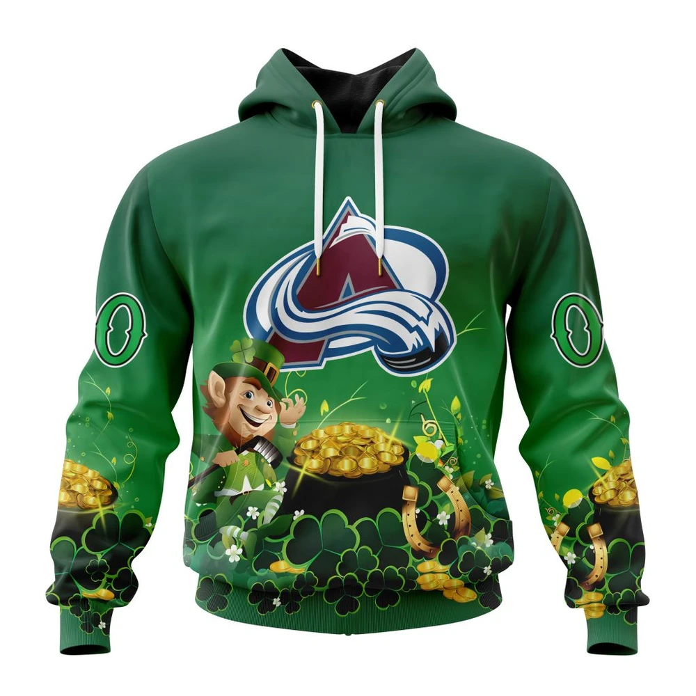 Hoodie NHL Colorado Avalanche Special Design For St. Patrick's Day St2403 QTNHL080524A912HD