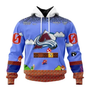 Hoodie NHL Colorado Avalanche Special Kits With Super Mario Game Design QTNHL080524A286HD
