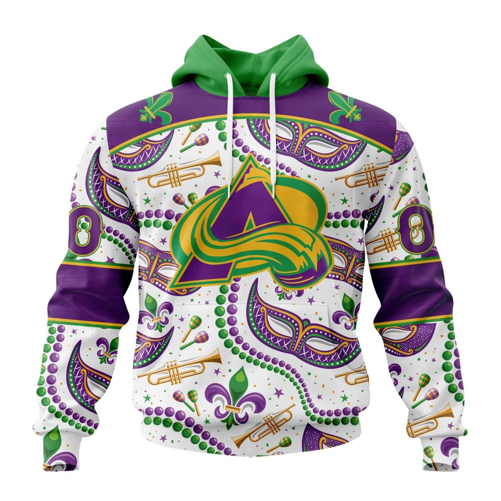 Hoodie NHL Colorado Avalanche Special Mardi Gras Design St2401 QTNHL080524A750HD