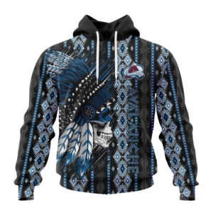 Hoodie NHL Colorado Avalanche Special Skull Native Design St2301 QTNHL080524A2124HD