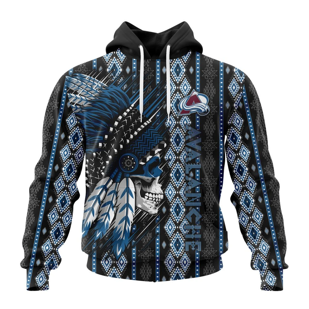 Hoodie NHL Colorado Avalanche Special Skull Native Design St2301 QTNHL080524A2124HD