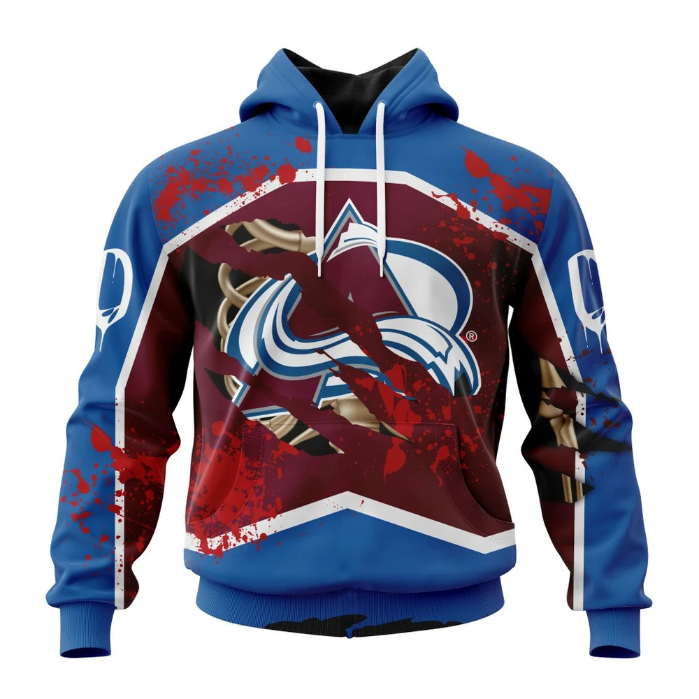 Hoodie NHL Colorado Avalanche, Specialized Design Jersey With Your Ribs For Halloween QTNHL080524A3516HD