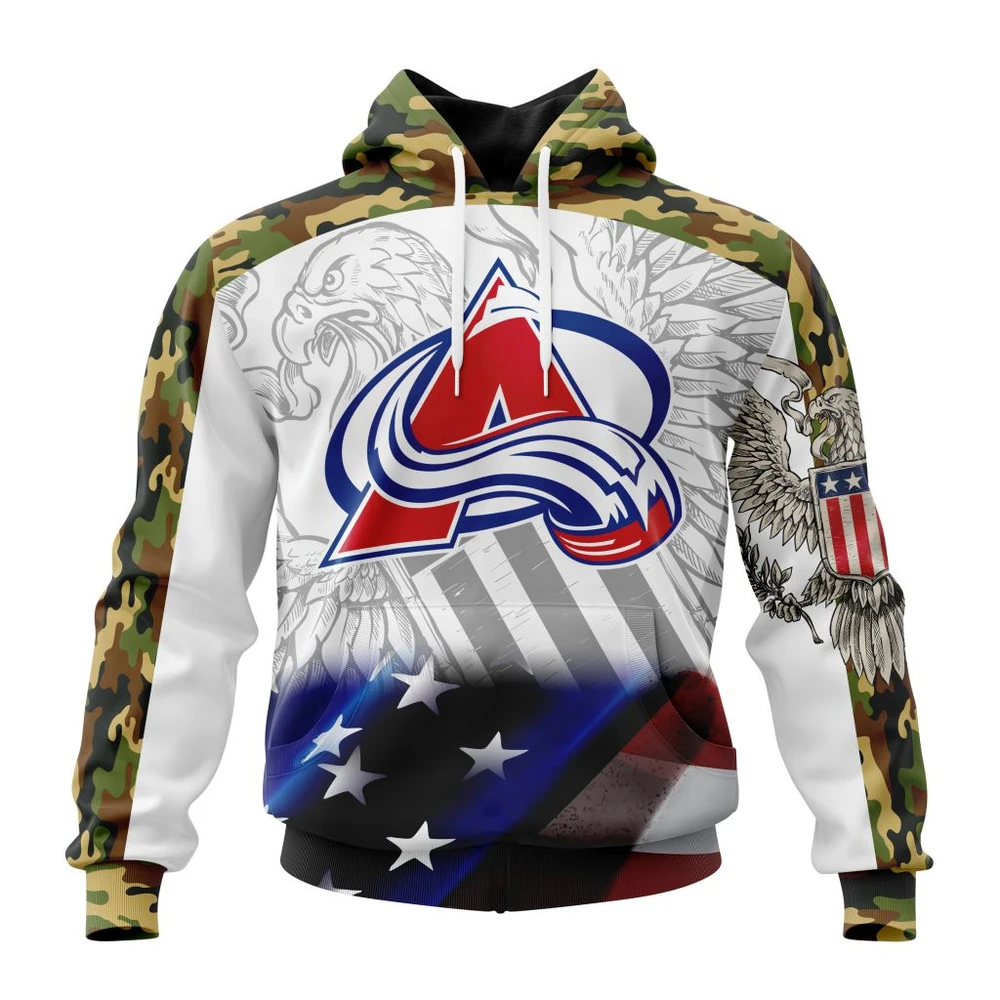 Hoodie NHL Colorado Avalanche, Specialized Design With Our America Flag And Our America Eagle QTNHL080524A3455HD